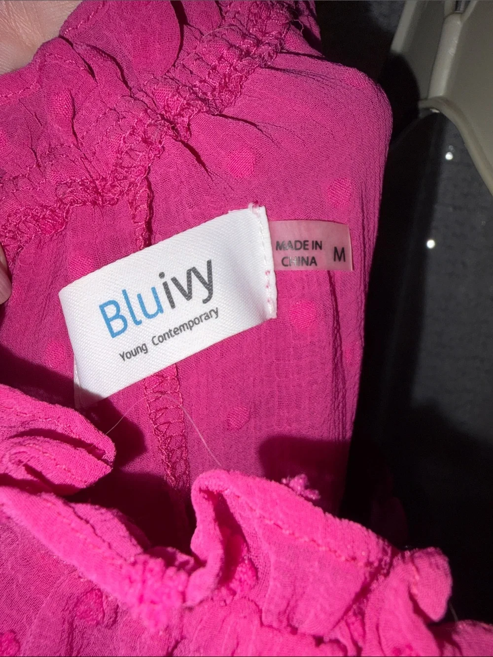 Bluivy Hot Pink Off-Shoulder Ruffle Dress - Picture 3 of 3